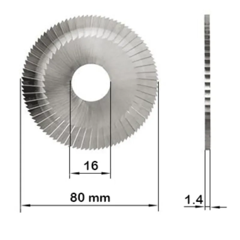 Freze Si Palpatoare Pentru Masini De Copiat Chei Fresa Recta 80x1,4x16 Da-G/Sy (Fp19)
